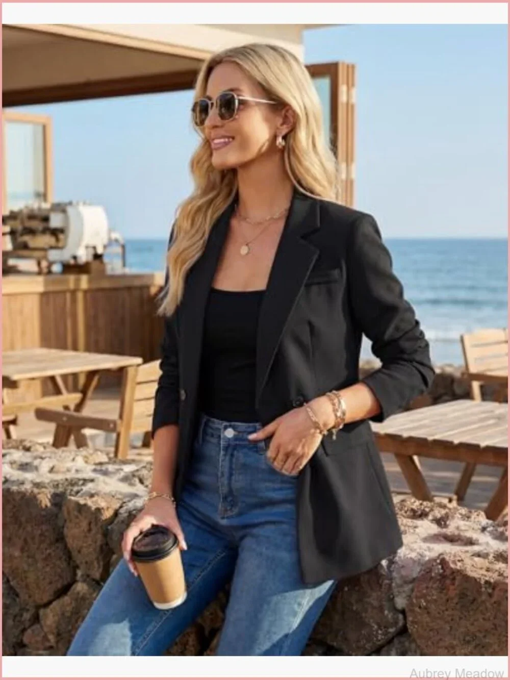 Double Breasted Blazer Suit Jacket Work Office Business Casual Lapel Oversized